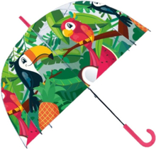 Kinder paraplu transparant tropische vogels 48 cm