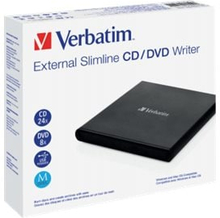 Verbatim External Slimline CD/DVD Writer, Musta, Kelkka, Vaaka, Kannettava tietokone, DVD±RW, USB 2.0