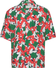 Rel Viscose Floral Print Ss Shirt Kortermet Skjorte Grønn GANT*Betinget Tilbud