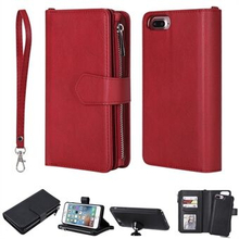 Aftagelig 2-i-1 TPU + lynlås tegnebog Stand læder taske til iPhone 8 Plus / 7 Plus / 6s Plus / 6 Plu