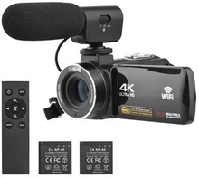 Bærbart 4K digitalt videokamera 3,0 tommer IPS berøringsskærm WiFi videokamera Anti-Shake DV-optager