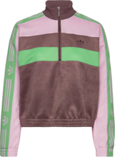 Blocked Suede Half Zip Sweatshirt With Tape Detail Sport Sweatshirts & Hoodies Sweatshirts Multi/patterned Adidas Originals