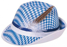 Carnaval Tiroler/Beierse jagershoed gleufhoedje blauw/wit ruitje voor dames/heren/volwassenen