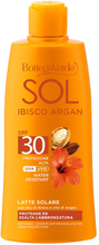 SOL Ibisco Argan - Latte solare - protegge ed esalta l'abbronzatura - con olio di Ibisco e olio di Argan - protezione alta SPF30 (200 ml) - water resistant