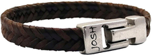 JOSH 24824-BRA-S-BR Armband leder bruin-zilverkleurig 10 mm 21 cm