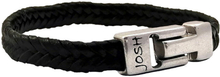 JOSH 24824-BRA-S-BL Armband leder zwart-zilverkleurig 10 mm 21 cm