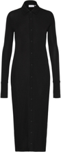 Fluid Jersey Shirt Ls Dress Knælang Kjole Black Calvin Klein