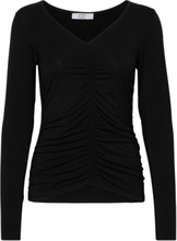 Cc Heart Sofia Gathered Front Blous Tops Blouses Long-sleeved Black Coster Copenhagen