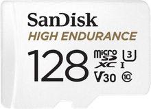 SanDisk High Endurance - Flash-muistikortti (microSDXC-SD-sovitin sisältyy) - 128 GB - Videoluokka V30 / UHS-I U3 / Class10 - microSDXC UHS-I