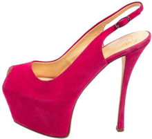 Giuseppe Zanotti Pink Suede Peep Toe Slingback Platform Sandals