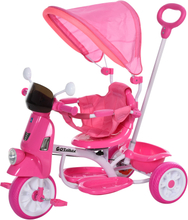Triciclo a forma di moto per bambini 18-72 mesi rosa con maniglia e parasole