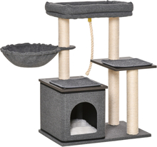 Albero tiragraffi per gatti 60x40x83cm con lettino amaca casetta colore grigio