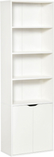 Libreria moderna 4 ripiani con armadietto a 2 ante in legno 59x29x180cm bianca