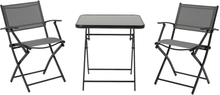 Set tavolo e 2 sedie da giardino pieghevoli in vetro temperato e metallo grigio