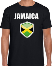 Jamaica fun/ supporter t-shirt heren met Jamaicaanse vlag in vlaggenschild