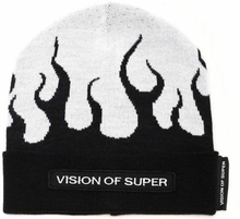 Beanie With White Flames