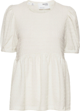Slfjanna 2/4 Peplum Top G Blouses Short-sleeved Hvit Selected Femme*Betinget Tilbud