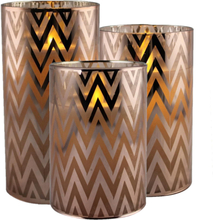 3x stuks luxe led kaarsen in koper glas H10 cm, H12,5 cm en H15 cm