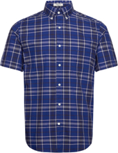 Reg Ut Poplin Check Ss Bd Tops Shirts Short-sleeved Blue GANT
