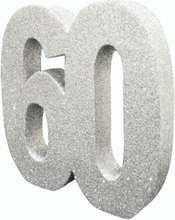 Silverfärgad Glittrande 60 År Bordsdekoration 20 cm