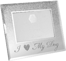 I Love My Dog - Silverfärgad Bildram med Glitter 21x17 cm