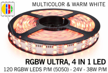 RGB & Warm Wit Ultra 4 in 1 Led Strip | Dubbele rij 120 Leds pm Losse Strip