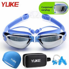 Adult Waterproof Anti-Fog UV Shield Swim Glasses Swimming Goggles Cap Set