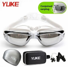 Adult Waterproof Anti-Fog UV Shield Swim Glasses Swimming Goggles Cap Set