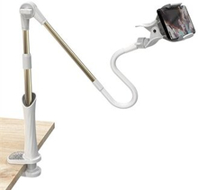 110cm Foldable Metal Arm Gooseneck Phone Holder Stand 360 Degrees Rotating Bedside Desk Clamp Phone