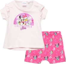 Set 2P Short + Ts Sets Sets With Short-sleeved T-shirt Pink Minnie Mouse