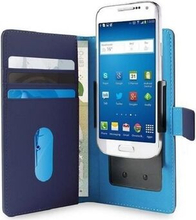 PURO Smart Wallet XL universal etui blå/blå 5,1 med fotoholder og lommer til kort og penge UNIWALLE
