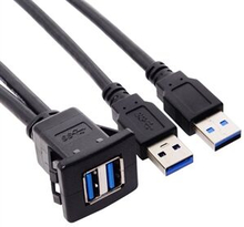 1M vandtæt dobbelt USB 3.0 forlængerlåsemontering bil AUX-kabel til instrumentbrætpanel