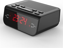 Digitalt display vækkeur FM-radio med dobbelt alarm Buzzer Snooze Sleep-funktion - Sort/EU-stik