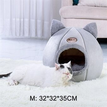 For Cats/Small Dogs Sleeping Comfortable Cave Velvet Self-warming Hut with Removable Washable Bed Cu