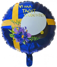 Blå studentballong med studentmössa/ studentmössa ballong