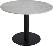 Trend Marmor spisebord - hvid marmor og sort metal (Ø106)