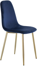 Polar spisebordsstol - blå velour og messing metal