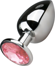 EasyToys: Metal Butt Plug No. 6 with Crystal, large, silver/rosa