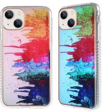 Watercolor Pattern Aurora Effect Phone Case for iPhone 13 mini , IMD Electroplating Protective TPU C