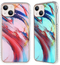 Watercolor Pattern Aurora Effect Phone Case for iPhone 13 mini , IMD Electroplating Protective TPU C