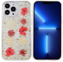 DFANS For iPhone 13 Pro Max Real Flower Series Epoxy Stylish Flower TPU+PC Mobile Phone Case Cover