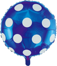 Folieballon til Barnedåb og Børnefødselsdag, Blå med Polka Prikker