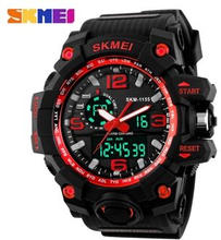 SKMEI Men LED Digital Quartz Watch Double Movement Watch Water Resistance Dual Time Day Alarm Light