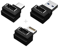 UC-013 3 stk USB 3.1 frontpanel header hun type-E til han type-A og type-C USB-C bundkort forlængels