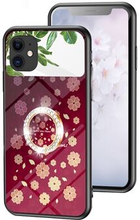 Magic Mirror Series Ring Kickstand Phone Case for iPhone 11 , Flower Pattern Mirror Design Tempered
