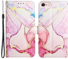 YB Pattern Printing Series-5 for iPhone SE (2022)/SE (2020)/8/7 Marble Pattern Wallet Cover PU Leat