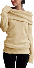 Mode Frauen Schulterfrei Pullover Wolle Cowl Neck Langarm Solide Strickpullover Jumper Sweatshirt