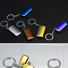 USB Wiederaufladbare Doppelseitige Elektronische Hit Feuer Maschine Winddicht Flammenlose Mini Keychain Metall Rauchen Feuerzeuge mit Heizdraht