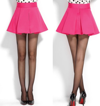 Neue Mode Frauen Faltenrock hohe Taille aufgeweitetem Marone Skater Mini Kleid Rose