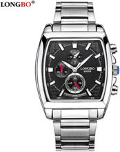 LONGBO Marke Mode Quarz beiläufige Armbanduhr Luxuxvierecks Uhren Herren-Legierung Bügel-Uhr-Männer Military Watch 80009